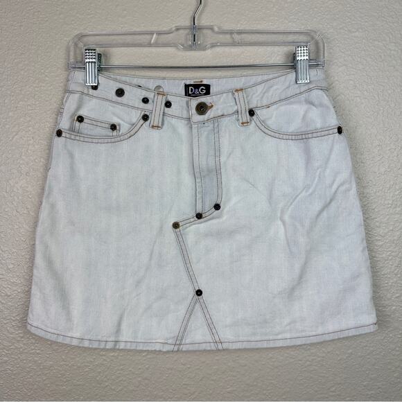 Dolce & Gabbana Womens Size 26 Denim Mini Skirt Light Wash Vintage Y2K VTG HTF - Picture 1 of 10